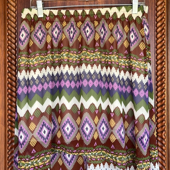 Earthy Aztec Tribal High Low Skirt - Picture 2 of 6